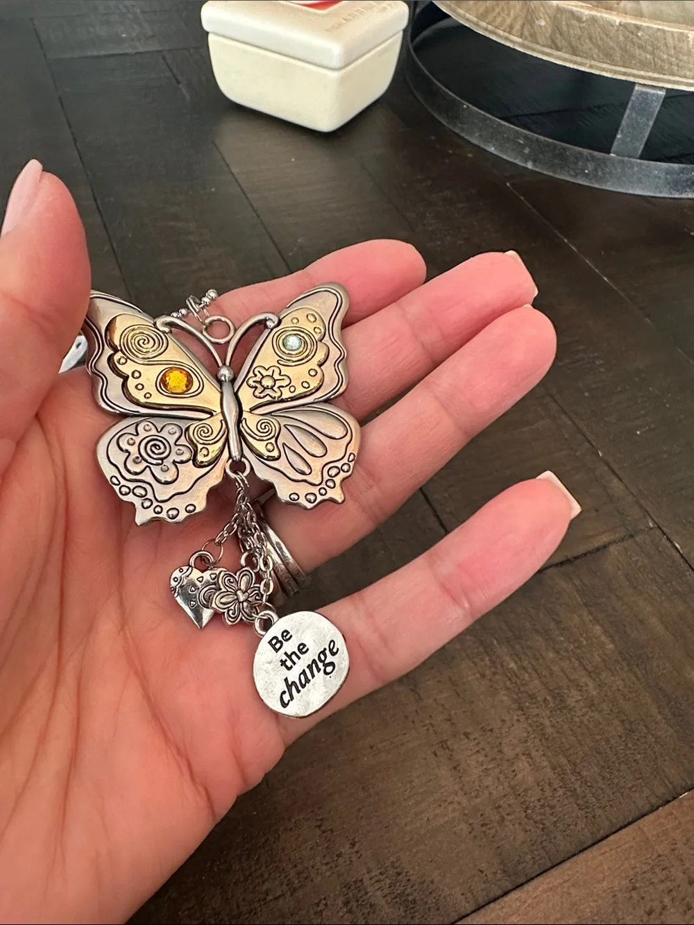GANZ Silver-Tone Butterfly Keychain with Charms